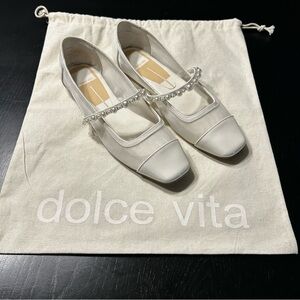Dolce Vita Cream Flats with Pearl Accents
